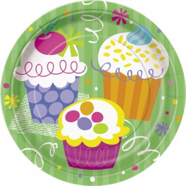 8 CUPCAKE PARTY 7" PLATES