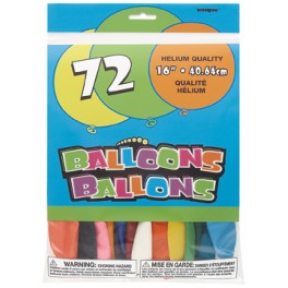 72 ASST 16'' HELIUM BALLOONS