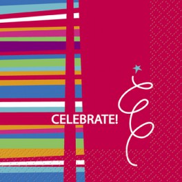 16 RED CELEBRATE BEV NAPKINS