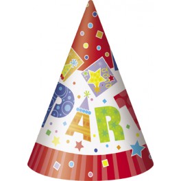 8 PARTY STYLE PARTY HATS