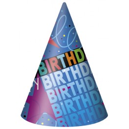 8 COSMIC BDAY PARTY HATS
