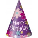 8 BDAY BLOSSOM PARTY HATS