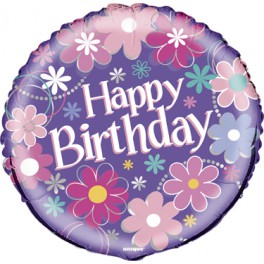 18"PKG BDAY BLOSSOM FOIL BLLN