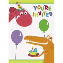 8 DINO PARTY INVITATIONS