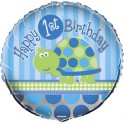 Turtle First Birthday 18" mylar balloon