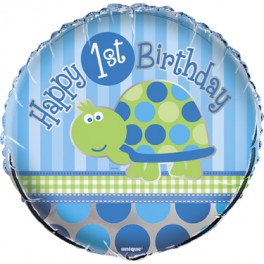 Turtle First Birthday 18" mylar balloon