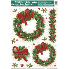 RIBBON WREATH WINDW CLINGS SHT