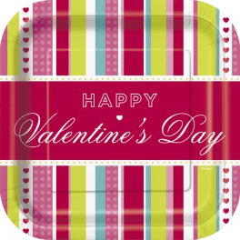 8 VALENTINE STRIPE  9" SQR PLA
