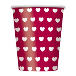 8 VALENTINE STRIPE 9OZ CUPS