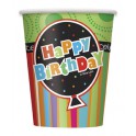 8 BIRTHDAY STRIPES  9OZ CUPS