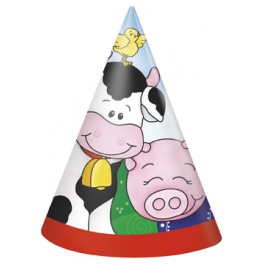 8 FARM FRIENDS PARTY HATS