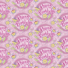 BDAY PINK FLORAL GFTWRP 30"X5'