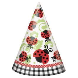 8 LIVELY LADYBUGS PARTY HATS