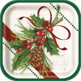 10 HOLLY SPRIG 7" SQR PLATE