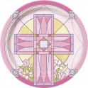 8 SACRED CROSS PINK 7" PLATE