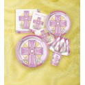 8 SACRED CROSS PINK 9" PLATE