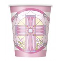 8 SACRED CROSS PINK 9OZ CUPS