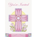 8 SACRED CROSS PINK INVITES