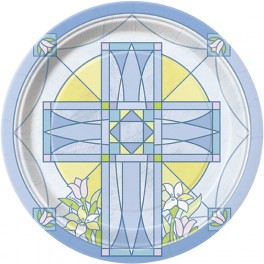 8 SACRED CROSS BLUE 7" PLATE