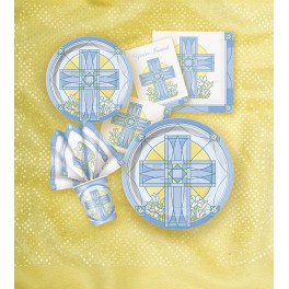 8 SACRED CROSS BLUE 9" PLATE