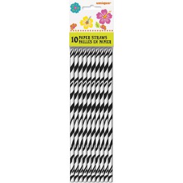10 ZEBRA STRIPE PAPER STRAWS