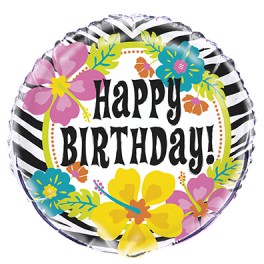 18" BLK WILD LUAU HB FOIL BLN