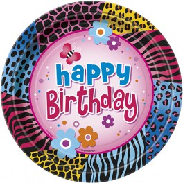 8 WILD BDAY 7" PLATES