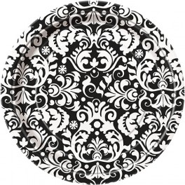 8 BLACK DAMASK 7" PLATE