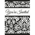 8 BLACK DAMASK INVITATIONS