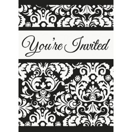 8 BLACK DAMASK INVITATIONS
