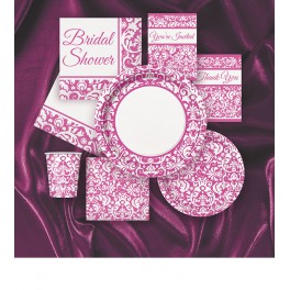 8 PINK DAMASK 9" PLATES