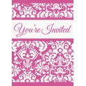 8 PINK DAMASK INVITATIONS