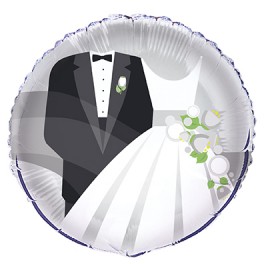 18" PKG SILVER WEDDNG FOIL BLN