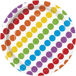 8 RAINBOW BDAY 7" PLATES