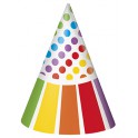 8 RAINBOW BIRTHDAY PARTY HATS