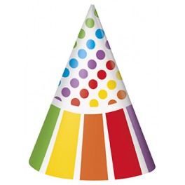 8 RAINBOW BIRTHDAY PARTY HATS