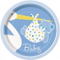 8 BABY BOY STORK 7" PLATES