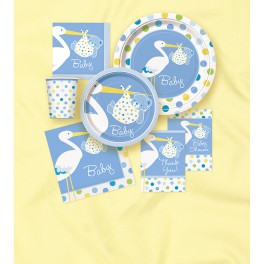 8 BABY BOY STORK 9" PLATES