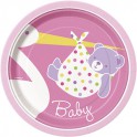 8 BABY GIRL STORK 7" PLATES