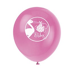 8 12" BABY GIRL STORK BLLN 1S