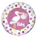 18" PKG BBY GIRL STORK FOIL BL