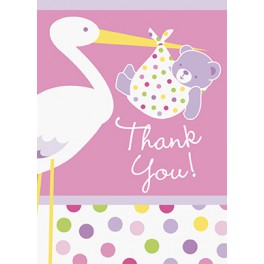 8 BBY GRL STORK THNK YOU NOTES