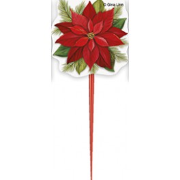 8 POINSETTIA PLAID PICKS-3.5"