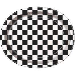 8 BLCK/WHITE CHECK OVAL PLATE