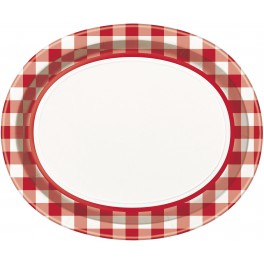 8 RED/WHITE CHECK OVAL PLATE