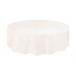 IVORY ROUND TABLCOVR 84 IN DIA