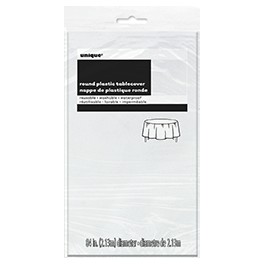 WHITE ROUND 84" TABLECOVR-SPKG