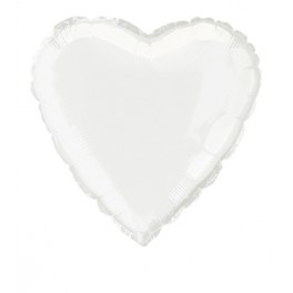 18'' PKG HEART WHITE FOIL BLN