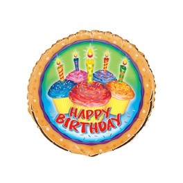 18" BLK CUPCAKE BDAY BLLN FOIL