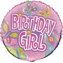 18"BLK BDAY GIRL BUTTRFLS FOIL